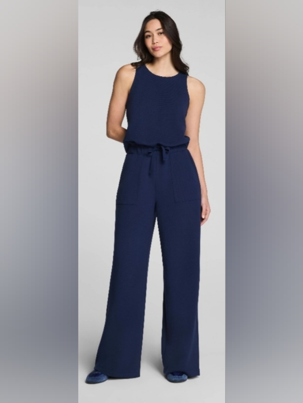 SPANX air Essentials French Rib Sleeveless Jumpsuit In Blue MP